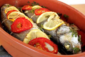 Рыба запеченная с овощами