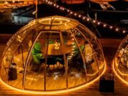 День рождения на крыше в Казани: уникальные купольные зимние беседки