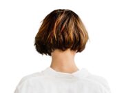 Короткое каре на ножке с челкой: вид спереди и сзади