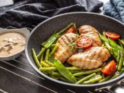 Грудка индейки с овощами на сковороде