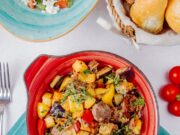 Мясо с картошкой и шампиньонами в духовке