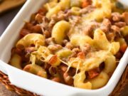 Макароны с фаршем и сыром в духовке